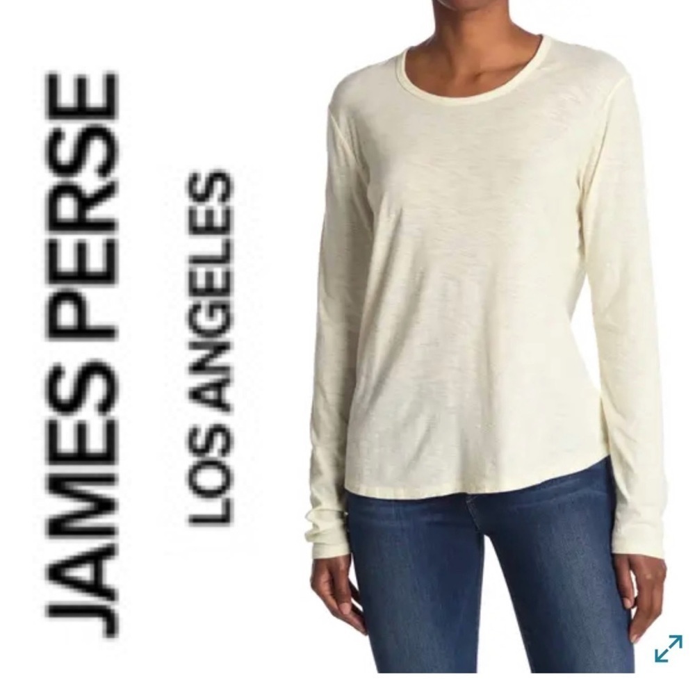 BNWT James Perse long sleeves crew neck size 3 in White